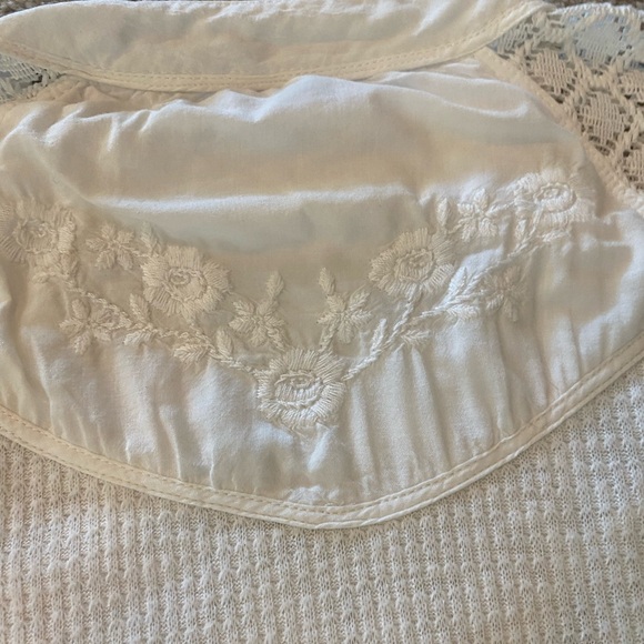 Free People Cream Lace Balloon-Sleeve Crewneck - Picture 7 of 7